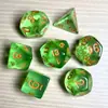 Juego de Dados Poliedros D&D con Patrón de Mármol, Color Mixto Transparente D4D6D8D10D12D20 Caras, Coc, Juego de Mesa, Juego de Siete Piezas
