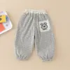 Pantalones de Verano Repelentes de Mosquitos para Niños, Pantalones Largos Casuales de Cuadros Finos, Elegantes Pantalones Repelentes de Mosquitos para Niños Pequeños, Moda de Verano