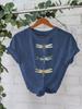 Camiseta de mujer con cuello redondo y diseño de libélula de estilo europeo y americano en stock. Amazon.com. Comercio exterior de manga corta y suelta.