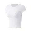 Camiseta corta ajustada estilo coreano para primavera y verano, prenda interior versátil, cuello redondo, color liso, manga corta, amigable con la piel, top deportivo para yoga