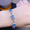 Pulsera de Topacio Natural Puro Enviada con Calidad de Cuerpo Completo y Color Súper Fuego Piedra Principal 6*8mm Plata 925 Incrustación de Precisión