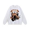 Camiseta de manga larga para hombre y mujer, estilo retro lavado, con cuello redondo y estampado de figuras de rock hip hop callejero americano