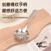 Cuchara de Acero Inoxidable con Mango Largo de Alto Atractivo Estético, Textura Martillada, Forma de Concha, Cuchara de Mesa, Cuchara para Sopa, Cuchara de Servir para el Hogar, Cuchara de Servir Extra Gruesa para Gachas