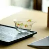 Bule de Chá Floral Pintado à Mão em Vidro de Borossilicato Alto Estilo Japonês Jarrinha de Chá Resistente ao Calor Conjunto Doméstico de Chá Kung Fu