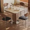 Mesa de comedor plegable de pizarra, convertible en mesa redonda, nuevo diseño para apartamentos pequeños, con estilo de mediados de siglo con piedra natural y madera maciza