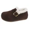 Sapatos Quentes de Algodão Veludo Retrô Femininos 2026 Inverno Novo Slip-on Com Pelúcia Sapatos Birkenstock Solado Grosso Aumentador Confortável