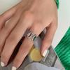 Anillo Coreano S925 Plateado para Mujer, Moda Retro Textura de Malla Micro-Incrustado Zirconia Geométrico Anillo Abierto Anillo para Dedo Índice