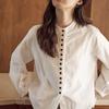 Camisa Pequeña Retro Estilo Universitario NUNBAI para Mujer Manga Larga Primavera Nuevo Diseño Niche Holgada Color Cárdigan