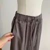 Calça Cool de Acetato Era de Ouro para Mulheres Verão Minimalista Estilo Old Money Perna Reta Versátil Calça Casual