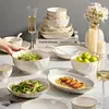 Bol de Cerámica Doméstico de Gama Alta Modelo Nuevo 2026 Color Sencillo Bajo Esmalte Espesado Bol para Arroz Plato Set de Bol y Plato para Inauguración de Casa
