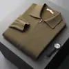 Cardigã POLO de malha air-layer espessa, cardigã casual de malha de caxemira para outono e inverno masculino, jaqueta estilo coreano para meia-idade