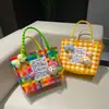 Nova Cesta de Presente Tecida de Plástico Bolsa Bolsa de Mão Cesta de Presente Estilo Fresco Bolsa de Praia Tote Bolsa Feminina