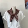 Lenço Quadrado Escovado Ins Retro Estilo Old Money Original Coreano 2025 Impresso Frente e Verso Camadas Versátil Lenço de Pescoço Cinto de Cintura para Mulheres