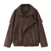 Familia Z Comercio Exterior Transfronterizo Spot ZA Estilo Europeo y Americano Ropa para Mujer Otoño Terciopelo Puro Estilo Callejero Ropa de Motociclista Chaqueta Corta Abrigo