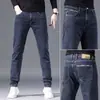 Jeans Grosso com Forro de Lã para Primavera, Outono e Inverno Jeans de Negócios Jeans Reto Tendência Masculino Jeans Stretch