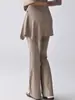 Calça de Yoga para Mulheres Outono 2025 Nova Roupa Externa Tamanho Grande Cintura Alta Roupa Fitness Corrida Matinal Esportes Calça Flare com Forro de Lã com Forro de Lã
