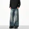 Calça curva retrô de nicho americana de alta qualidade para homens, marca estilosa e moderna, toque de luxo, jeans unissex
