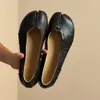 Versión de piel de oveja~Zapatos Mary Jane versátiles sin cordones de puntera dividida de suela blanda vintage, cómodos zapatos planos bajos de abuela