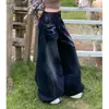 Jeans retro estilo americano bordado com perna curva, nova coleção de outono feminina, cintura alta, perna larga, corte solto, perna reta, calça em formato de foice, atacado