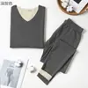 Traje de ropa interior térmica sin costuras para hombre AB doble cara cepillado otoño e invierno elástico base calzoncillos largos de terciopelo cobertura cálida