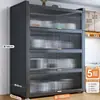 Estantería de almacenamiento de cocina independiente, gabinete de almacenamiento funcional de varias capas para montaje en pared con una encimera de losa de roca para cortar y servir alimentos