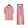 Traje Suave de Hermana Pequeña de Hong Kong Nuevo de Verano 2021 Camiseta Holgada Pantalones de Pierna Ancha Traje Casual de Dos Piezas para Mujer