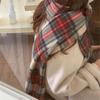 Año Nuevo Atmósfera Roja Bufanda de Cuadros Rojos Regalo de Navidad Chal de Punto Otoño e Invierno para Mujer Bufanda Cálida que Combina con Todo