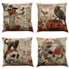 Capa de Almofada de Algodão Estampada de Halloween Mais Vendida da Amazon, Almofada de Sofá, Almofada de Carro