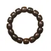 Pulsera Grande de Ágata Rectangular para Hombres y Mujeres, Regalo de Cuentas de Madera para Oración Budista