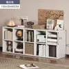 Gabinete Lateral de Noche Semi-Cerrado, Gabinete Largo, Gabinete de Almacenamiento de Noche para Dormitorio, Gabinete de Ocho Compartimentos, Estantería de Rejilla, Estante de Almacenamiento de Noche