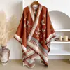 Novo Estilo Étnico Outono e Inverno Cachecol Quente de Imitação de Caxemira para Mulheres Cachecol Shawl Manto de Uso Externo Espessado com Borboleta Frente e Verso