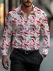Fábrica de Origem E-commerce Transfronteiriço Camisa de Manga Longa com Lapela Cardigã de Botão Único Estampa de Véspera de Natal Estampa 3D Casual