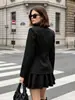 Elegante traje de dos piezas de estilo francés para mujer con falda corta, conjunto de uniforme de traje negro de alta gama para otoño e invierno 2026 para mujer