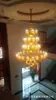 Lustre de cristal para sala de estar de villa estilo europeu, luxuoso e grandioso, para hall de loft duplex e sala de jantar, com luminárias de jade e liga