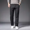 Pantalones Casuales Gruesos con Forro de Polar para Hombre, Moda Trendy Otoño e Invierno 2025, Elásticos, Ajustados, Ligeros, de Negocios, Rectos
