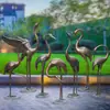 Escultura externa de plástico reforçado com fibra de vidro imitação de cobre, guindaste, guindaste de coroa vermelha, ornamentos, decoração de lagoa de rochas, esboço de paisagismo de jardim