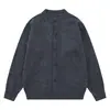 Cardigan de malha masculino com gola redonda, cor sólida, macio e confortável, caimento solto, ombros caídos, design de seis botões, estilo minimalista, modelo básico unissex