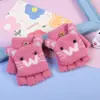 Luvas infantis inverno bebê fofo conjunto de meio dedo meninas meninos inverno forrado de fleece quente à prova de vento crianças conjunto de cinco dedos