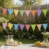 Banderines triangulares coloridos para fiesta de cumpleaños de bebé, pancartas de decoración para jardín de infantes, banderines triangulares de colores, en stock del fabricante
