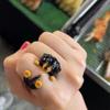 Xiaohongshu mesma moda casal dedo indicador anel de moda anel de nicho temperamento todos-jogo anel aberto jóias por atacado