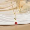 Collar de flor de tulipán rosa explosiva TikTok para mujer, diseño de nicho ligero y lujoso, con cadena de clavícula de acero y titanio de sentido avanzado.