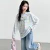 Conjunto de Camiseta de Manga Larga Fina y Pantalones Cortos para Niñas de Verano, Ropa Nueva para Niños, Ropa Protectora Solar para Niñas, Conjunto de Dos Piezas de Pantalones de Mezclilla