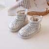 Botas de Princesa para Niña de Invierno 2025 con Forro de Felpa, Botas de Nieve Cálidas, Botas de Piel Infantiles con Pedrería de Cristal, Botas de Algodón para Bebé