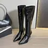 Primer Encuentro Botas Ji Mujer 2026 Nuevo Estilo Europeo y Americano Tacones Altos Punta Fina Botas Retro Marrones de Tacón Fino Adelgazantes Hasta la Rodilla