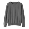 Nuevo suéter de punto de algodón 100% puro con cuello redondo para otoño e invierno para mujer, cálido y grueso, top básico de cuadros de ajuste holgado