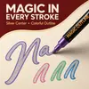 ¡Guau, tarjeta de Navidad DIY de bolígrafo de doble línea de 12 colores, juego de bolígrafos de colores fantasía con purpurina metálica, marcador para diario de estudiante
