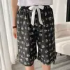 Pantalones de pijama de algodón y seda para mujer, Nuevo estilo de verano, Estampado de dibujos animados, Holgados, Casuales, Delgados, Para casa, Se pueden usar afuera, Pantalones de cinco puntos