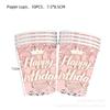 Suprimentos para Festa de Aniversário Rosa Bebê Conjunto de Talheres Descartáveis Prato de Papel Guardanapo Toalha de Mesa Decorações Tema Diamante Prata