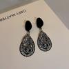 Aretes Patrón Negro 2022 Nuevo Diseño Nicho Trendy Aretes Retro Lujo Ligero Avanzado Aretes Gota de Agua