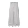 Calça Casual Lisa Patchwork Plissado com Rebites para Homem, Design Moderno, Corte Solto, Calça Reta Cleanfit para Trabalho